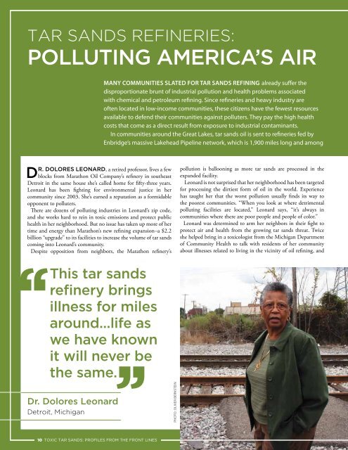 Toxic Tar Sands: Profiles from the Front Lines - Sierra Club