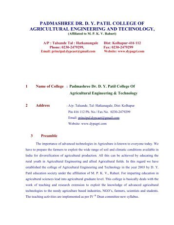B. Tech. Info - Dr. DY Patil Agri. Engineering College