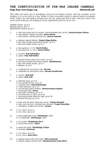 the identification of pre-war ihagee cameras - Ihagee & Exakta ...