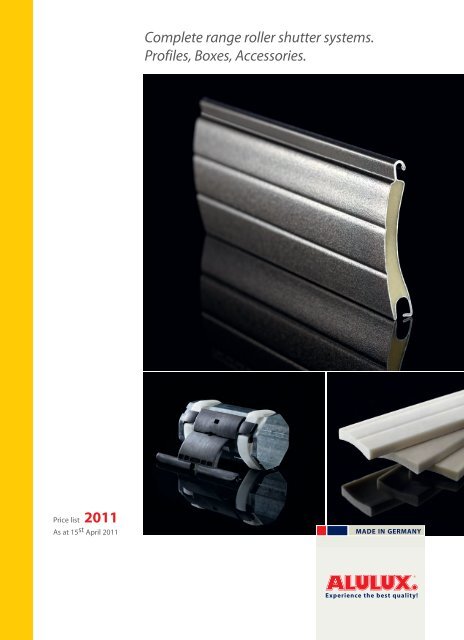 Complete Range Roller Shutter Systems Profiles Boxes Alulux