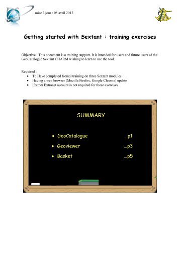 Getting started with Sextant : training exercises SUMMARY - Ifremer
