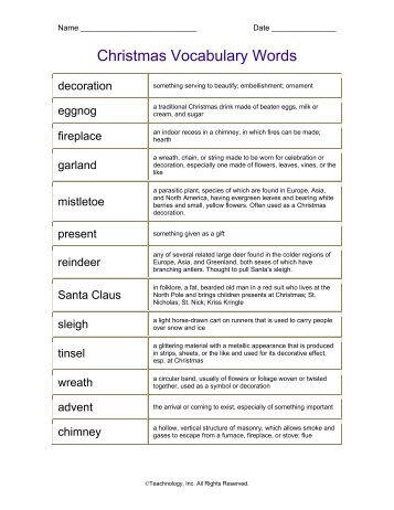 Christmas Vocabulary Words