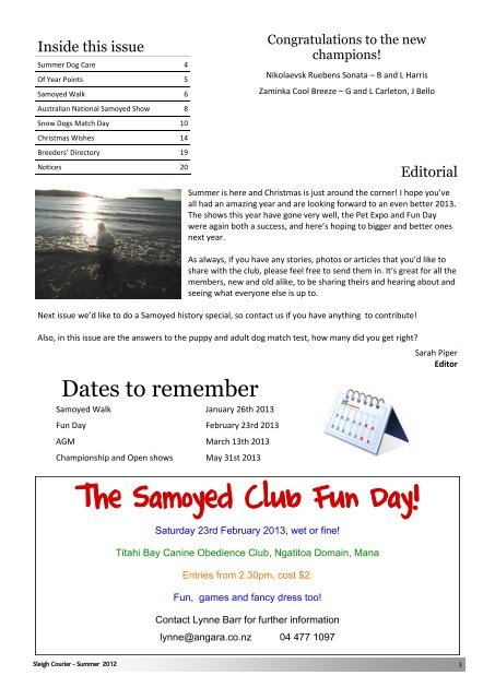 Sleigh Courier Summer 2012 (pdf 6.8MB) - The Samoyed Club ...