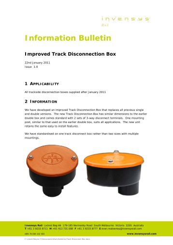 Improved Track Disconnection Box - Invensys Rail