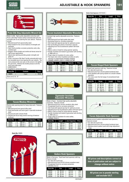 WRENCHES Contents - Gibb Tools