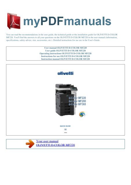 User Manual Olivetti D Color Mf2 My Pdf Manuals User Manual Olivetti D Color Mf2 My Pdf Manuals