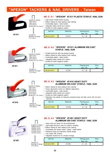 "APEXON" TACKERS & NAIL DRIVERS - Taiwan