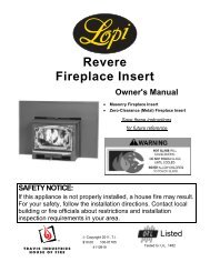 Revere Fireplace Insert Owner's Manual - Lopi