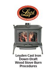 Leyden Cast Iron Down-Draft Wood Stove Burn Procedures - Lopi