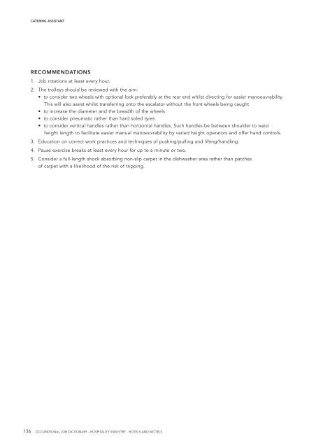 Hospitality Industry Occupational Job Dictionary ... - SafeWork SA