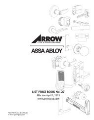 2013 Arrow Price Book - Arrow Architectural Hardware