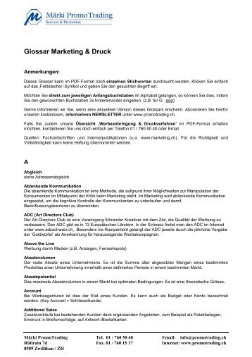 Glossar Marketing & Druck - Promo Trading Werbeartikel GmbH