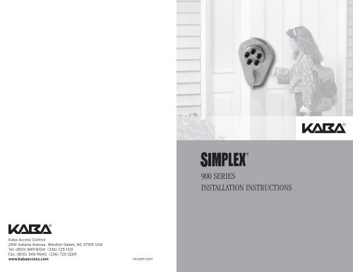 Simplex 900 Instructions - Kaba Ilco