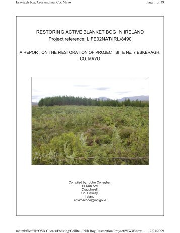 Eskeragh, Crossmolina, Co. Mayo - Blanket Bog Restoration