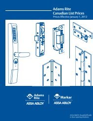 Adams Rite Canadian List Prices - ASSA ABLOY