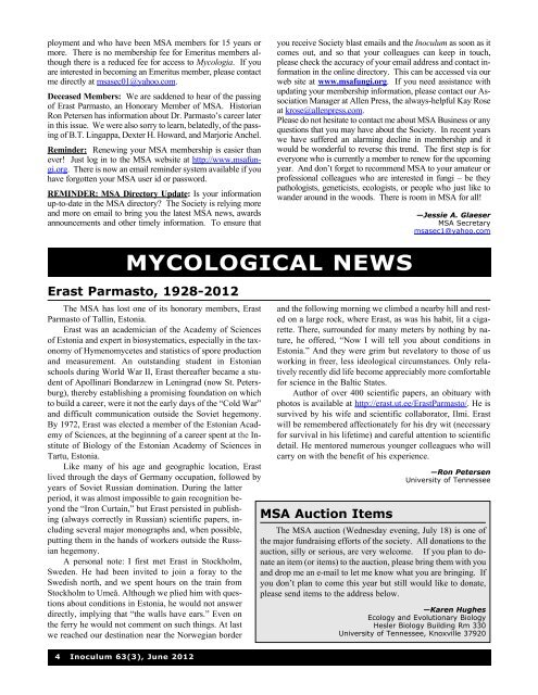 Inoculum 63(3) - Mycological Society of America