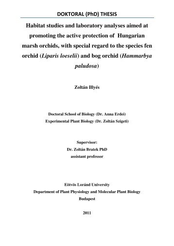 DOKTORAL (PhD) THESIS Habitat studies and ... - ELTE TTK TEO