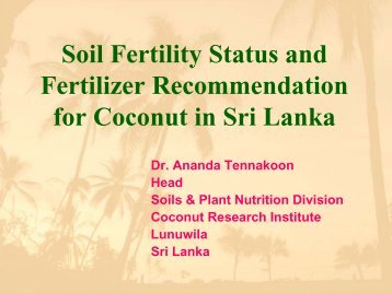 Soil Fertility Status and Fertilizer Recommendation for Coconut - The ...