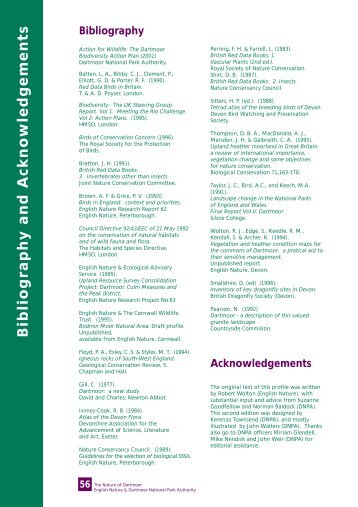 Bibliography and Acknowledgements - Dartmoor National Park