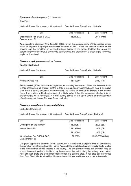 Rare Plant Register for Huntingdonshire - Botanical Society of the ...