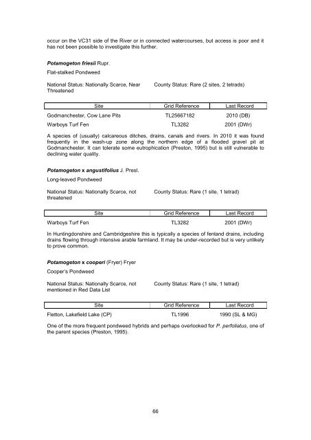 Rare Plant Register for Huntingdonshire - Botanical Society of the ...