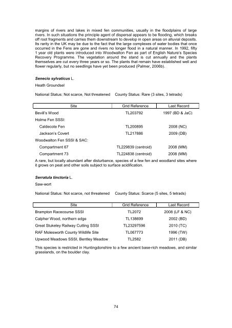 Rare Plant Register for Huntingdonshire - Botanical Society of the ...