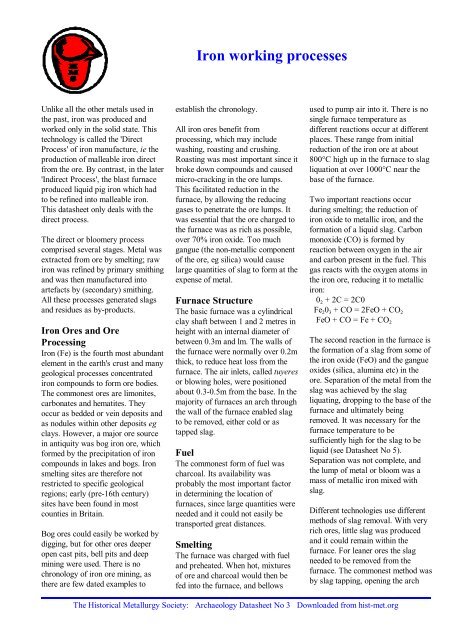 Iron working processes - The Historical Metallurgy Society