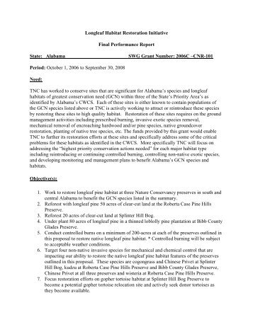 SWG Longleaf Final Report 2008 - Alabama Department of ...