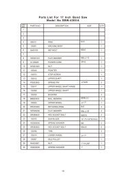 Parts List For 17 Inch Band Saw Model No SBW-4300 A .