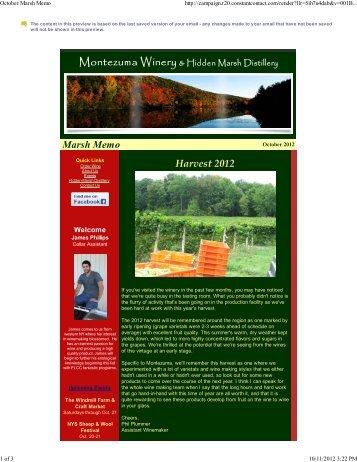 October Marsh Memo - Montezuma Winery