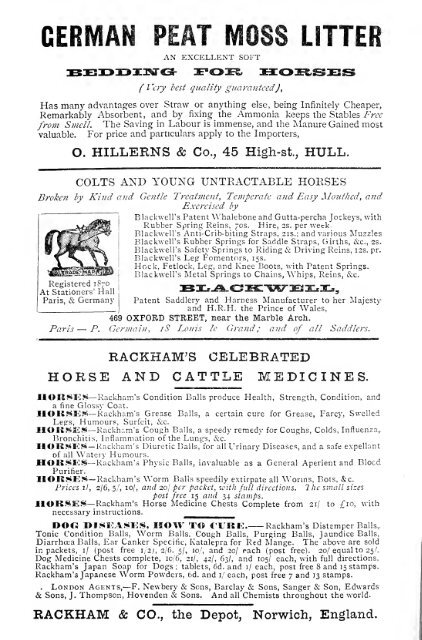 The management and treatment of the horse in the stable, field, and ...