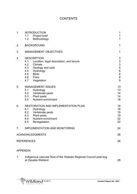 Opuatia Peat Bog Management Plan - Waikato Regional Council