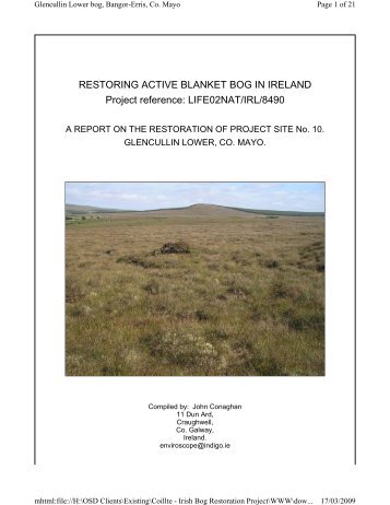 Glencullin Lower, Bangor-Erris, Co. Mayo - Blanket Bog Restoration