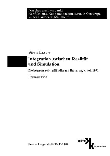 Integration zwischen Realität und Simulation - Universität Mannheim