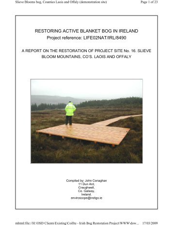 Slieve Blooms, Co. Laois - Blanket Bog Restoration in Ireland