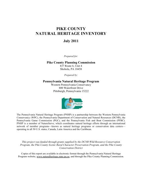 Pike CNHI - Pennsylvania Natural Heritage Program