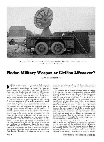 Radar-Military Weapon or Civilian Lifesaver? - Engineering ...