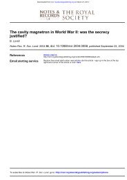 The cavity magnetron in World War II - Notes and Records of the ...
