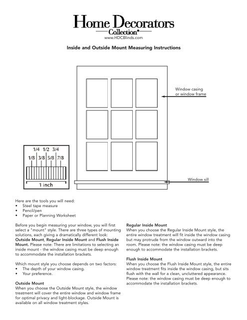 Inside And Outside Mount Measuring Instructions Home Decorators - Home Decorators Collection Cellular Shade Instructions