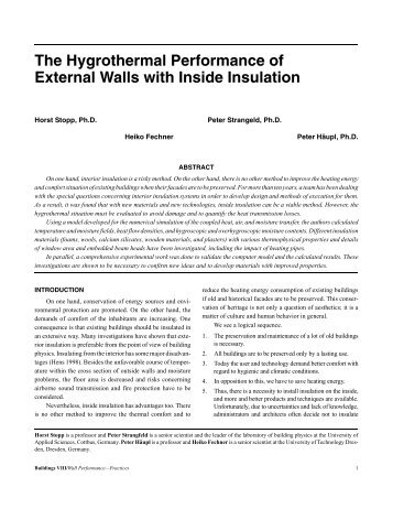 The Hygrothermal Performance of External Walls with Inside Insulation