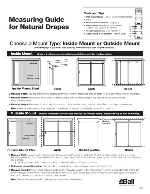 Measuring Guide for Natural Drapes - Bali Blinds and Shades