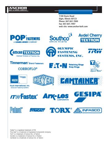 Distributor Catalog - Anchor Bolt and Screw Company