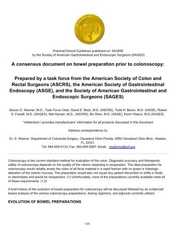 ASGE/ASCRS/SAGES Guidelines for Bowel Preparation ... - e-Dok