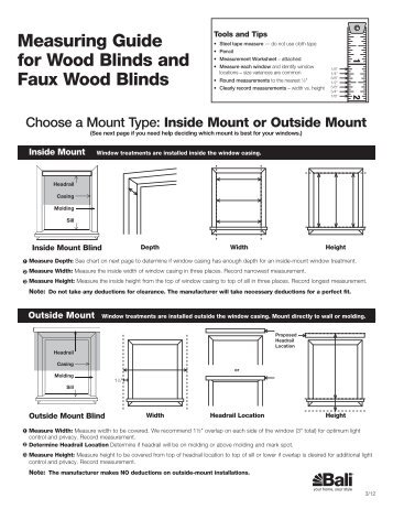 Measuring Guide for Wood Blinds and Faux Wood Blinds