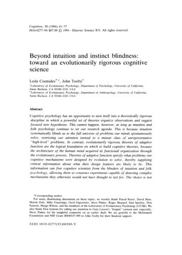 Beyond intuition and instinct blindness - Center for Evolutionary ...