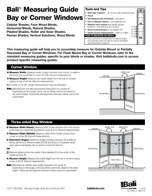 Bali® Measuring Guide Bay or Corner Windows - Springs Window 