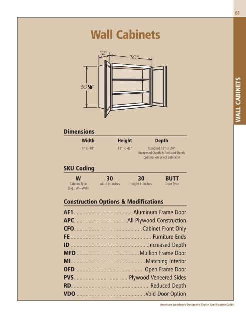 Spec Section Wall Cabinets American Woodmark