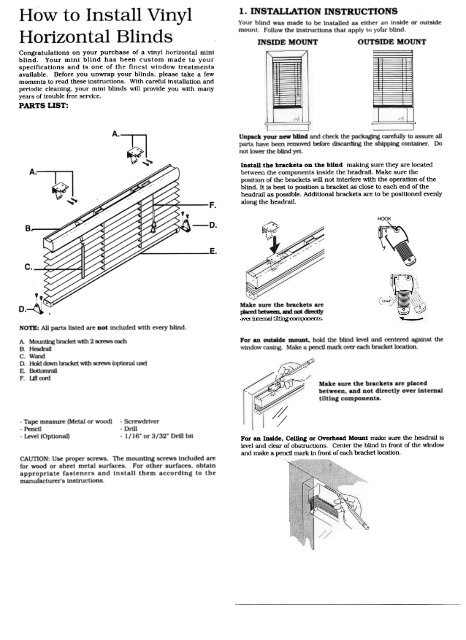 How to Install Vinyl Horizontal Blinds - Venetian Blind Repair Shop