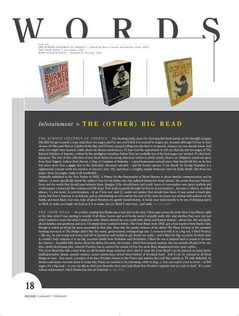 Infotainment > THE (OTHER) BIG READ - Intellect