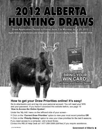 2012 Alberta Hunting Draws - My Wild Alberta